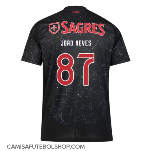 Camisa de time de futebol Benfica Joao Neves #87 Replicas 2º Equipamento 2024-25 Manga Curta